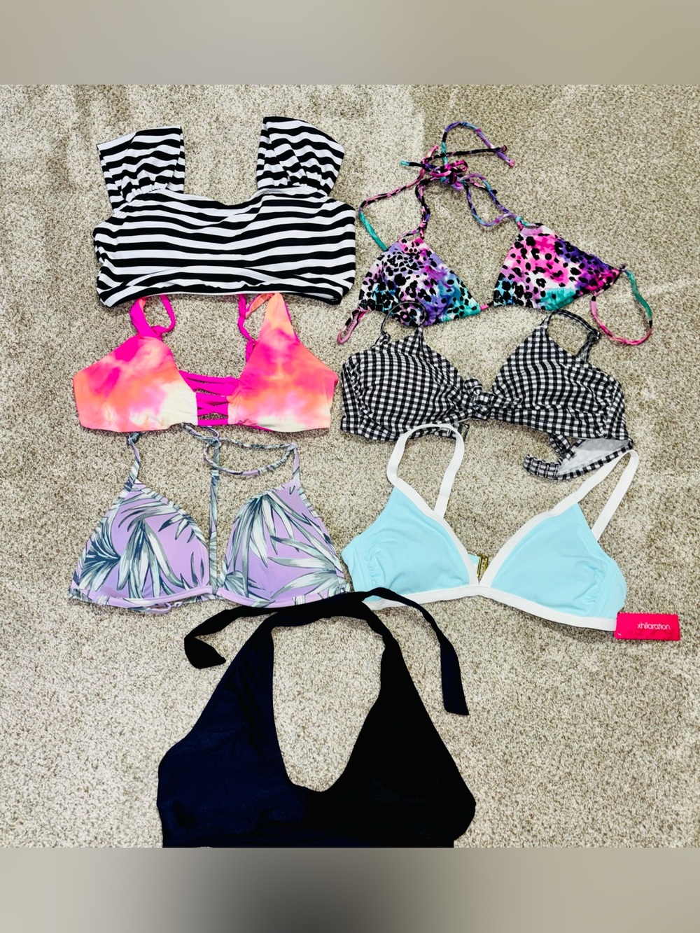 Mixed Bikini Top Lot - Stripes, Tie-Dye, Gingham, Pastel & Solid